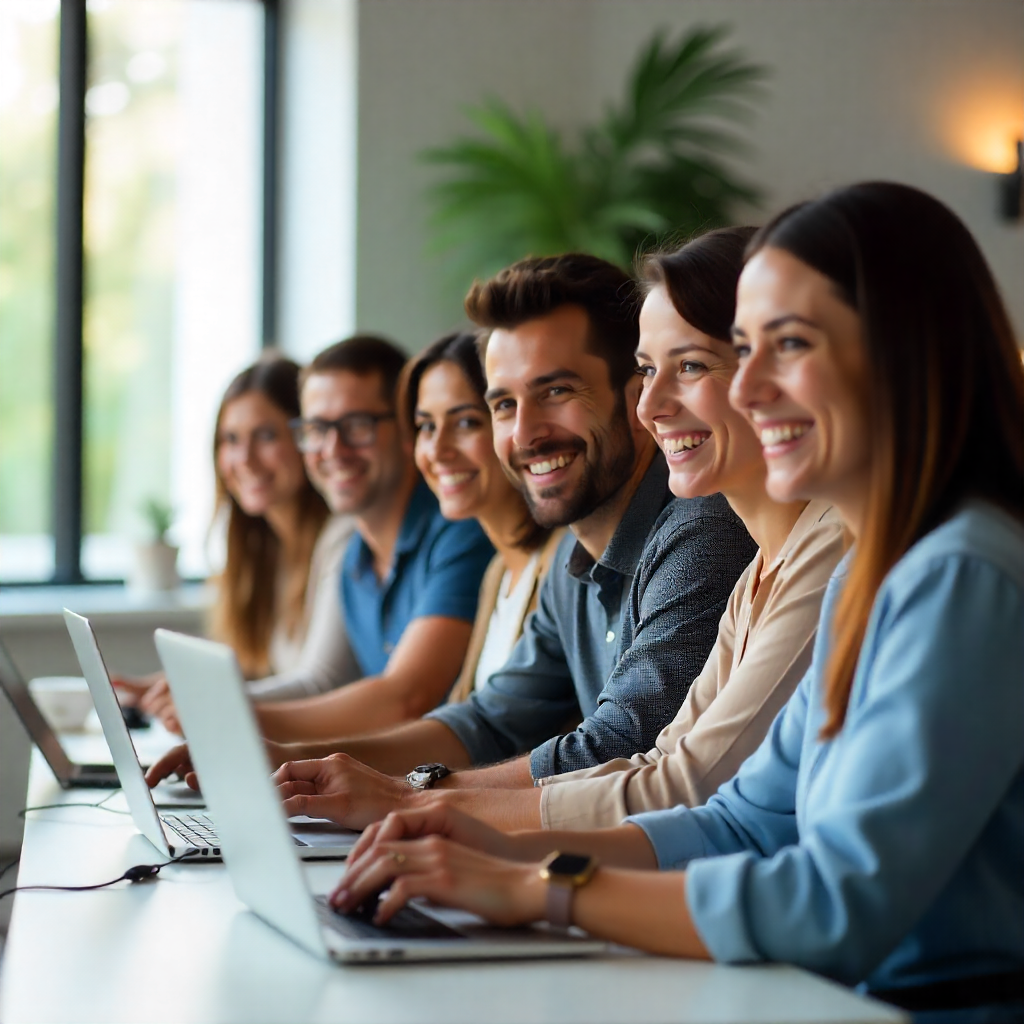 Diverse LATAM remote professionals improving company productivity through virtual teamwork.